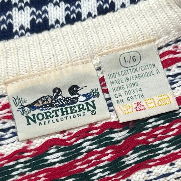 Vintage Northern Reflections Mens Size Large Nordic Pattern Sweater Indie Ski - Picture 8 of 10